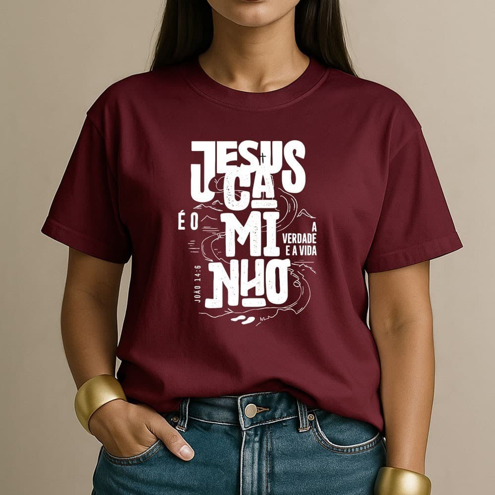 Camiseta Cristã Jesus É O Caminho A Verdade E A Vida João 14 6 Estampa Premium Camisa Estilo Casual