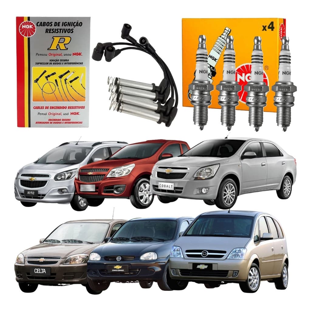 Kit Cabos E  Velas Ngk Corsa Classic 1.0 Vhc Gasolina