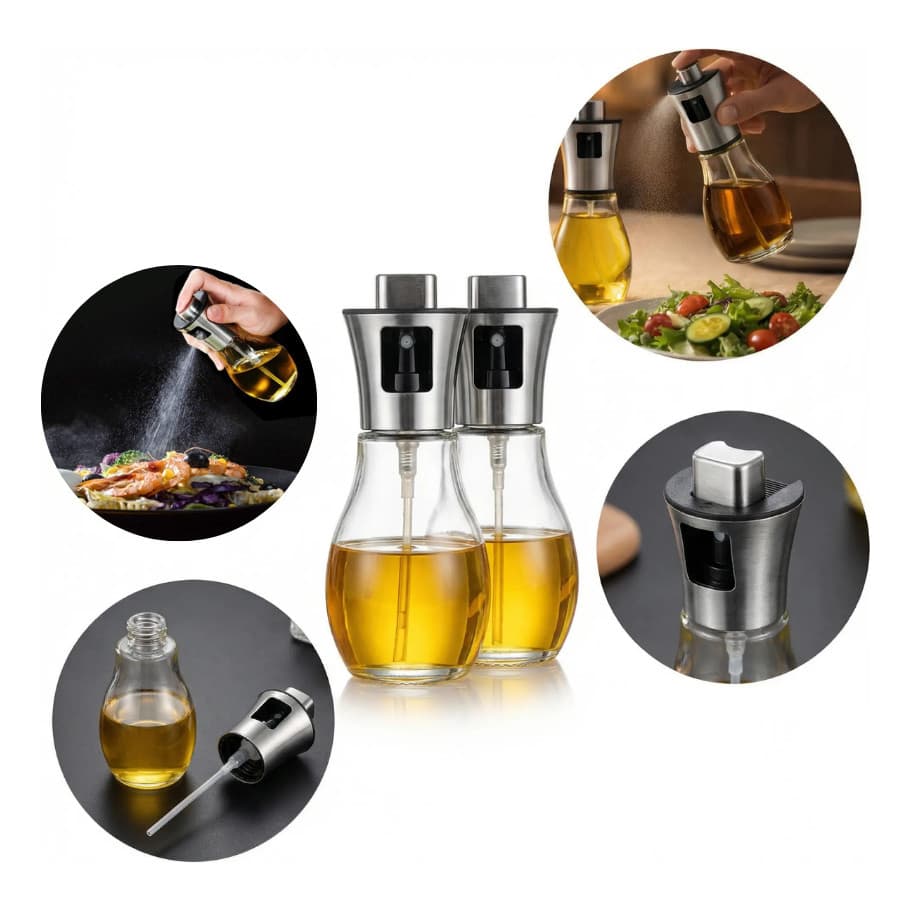 Kit 2 Spray Pulverizador Borrifador Azeite Culinário Vidro  Cozinha Alimento Salada Líquidos Buffet