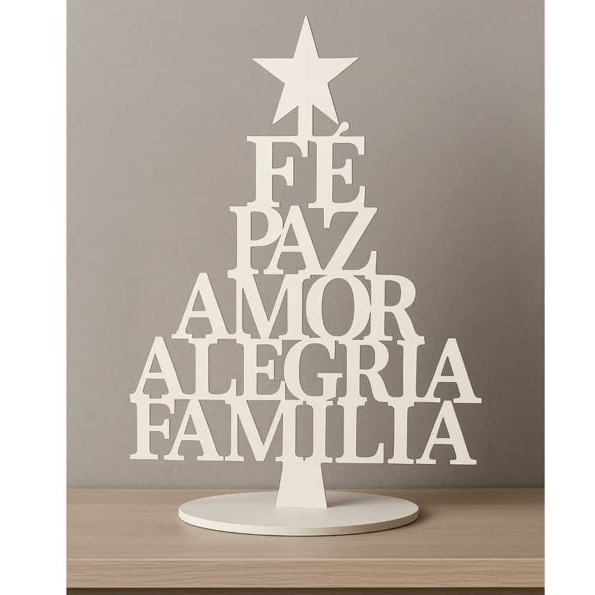 Árvore de Natal em MDF com Base Decoração Natalina Artesanal Enfeite de Mesa Sala Aparador Premium Elegante Festiva