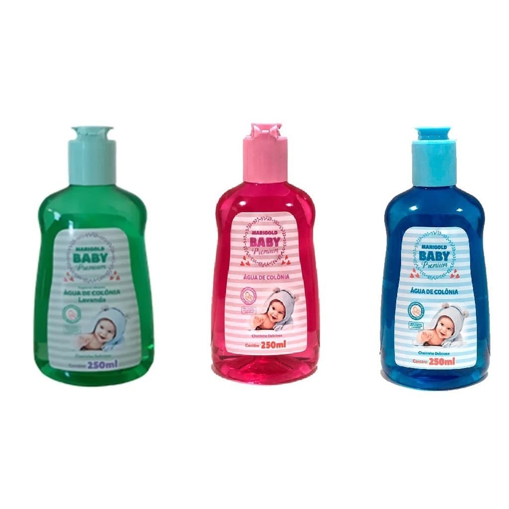 Kit 3 Colônias Baby 250ml - Lavanda, Rosa e Azul para Bebês