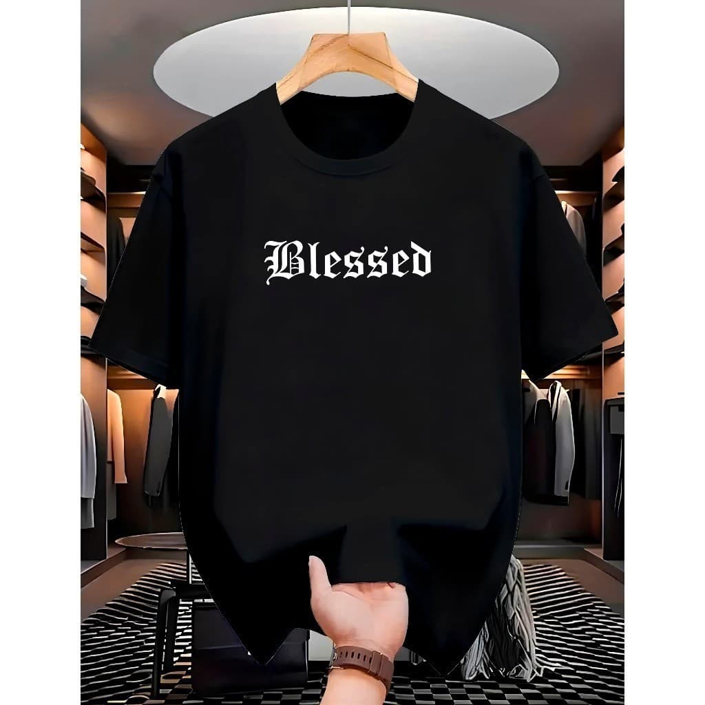 Camiseta Masculina Streetwear 100% Algodão  Estampada Blessed Estilosa Ideal Para Passeios, Shooping