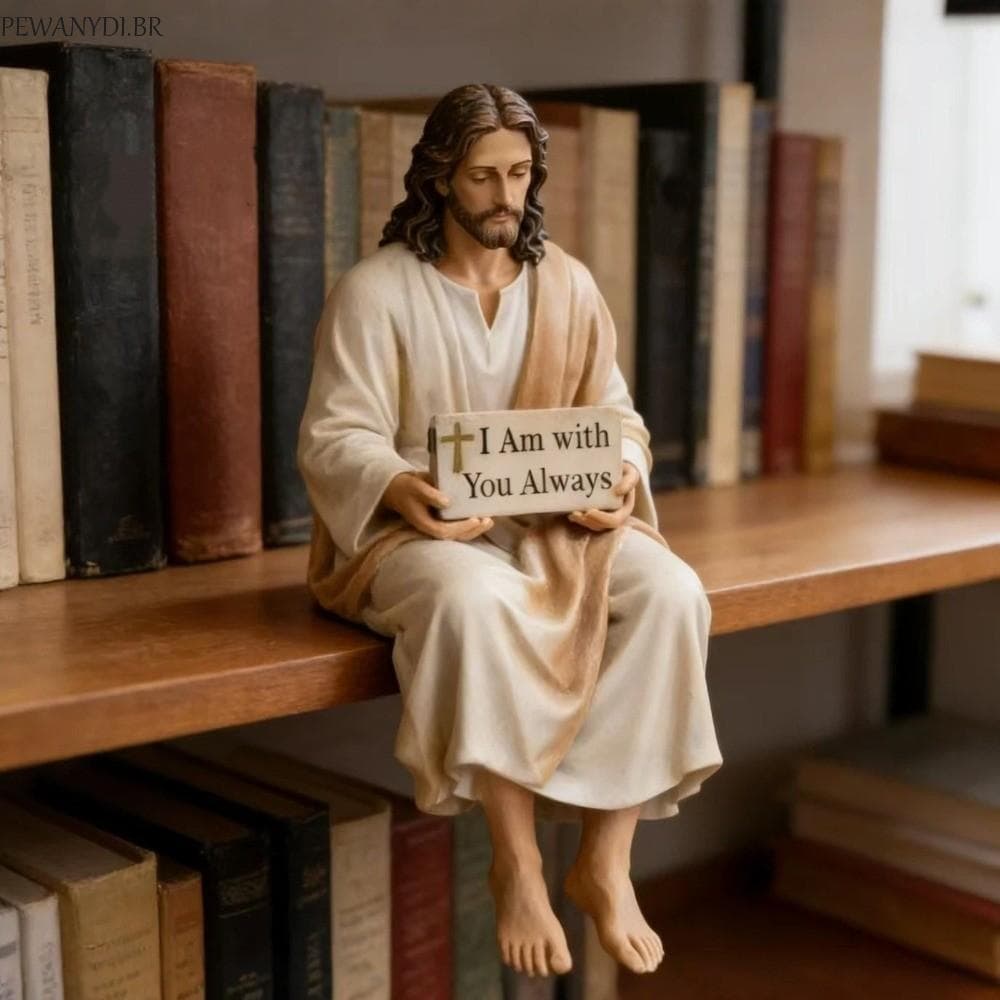 Estatueta PEWANYDI Jesus , Pose Sentada Pintada À Mão , Estátua De Cristo , Religiosa Artesanal