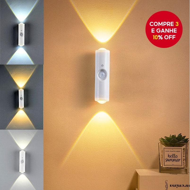 Luz Noturna Gradiente RGB - Sensor de Movimento Recarregável Regulável Lâmpada de Parede Magnética com Degrau