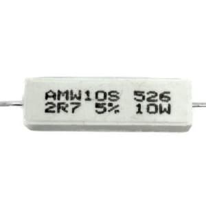 KIT COM 05 PEÇAS - RESISTOR PORCELANA 2R7 10W AXIAL 5% 10X9X35MM 2,7R EN10 2R7 AMW10S TELEWATT