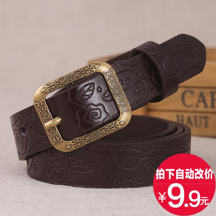 Retro pino fivela senhoras cinto feminino versão coreana cinto preto feminino simples Jeans cinto feminino moda decoraçã