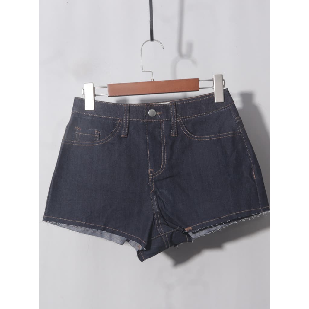 Shorts jeans meio lavado cintura alta azul preto Ultra curto desgastado S116-3 35405