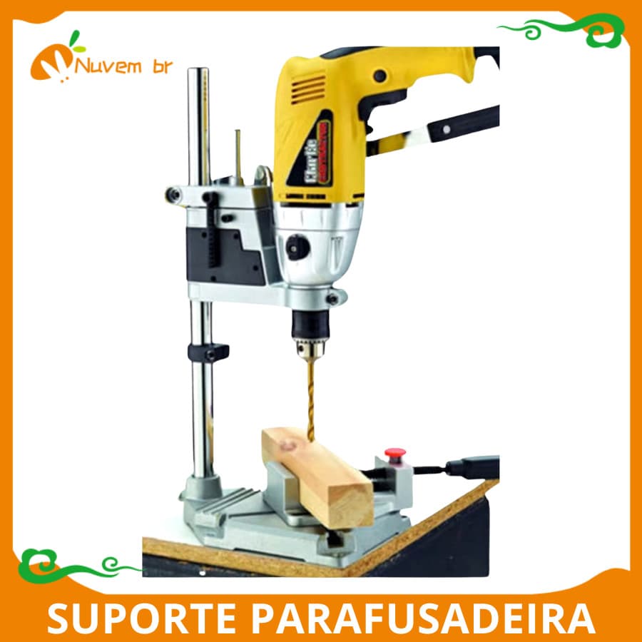 Suporte Mesa Bancada Furadeira Elétrica Sem Morsa / Bancada Guia Perfuração Ajustável Base Metálica Profissional NUVEM