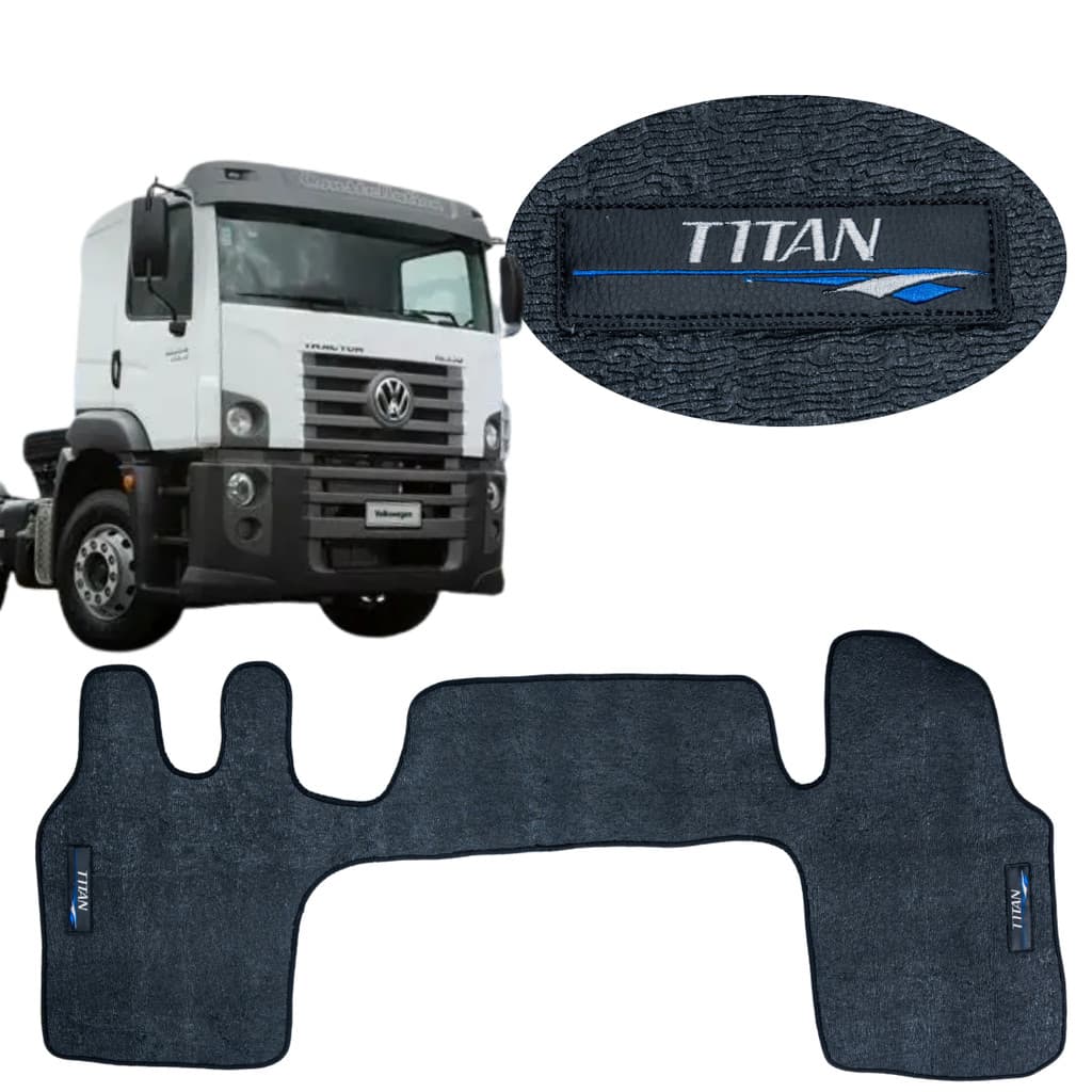 Tapete Emborrachado Para Caminhão Titan 18310 ANOS 2002 À 2006 Impermeável Preto Bordado No Couro