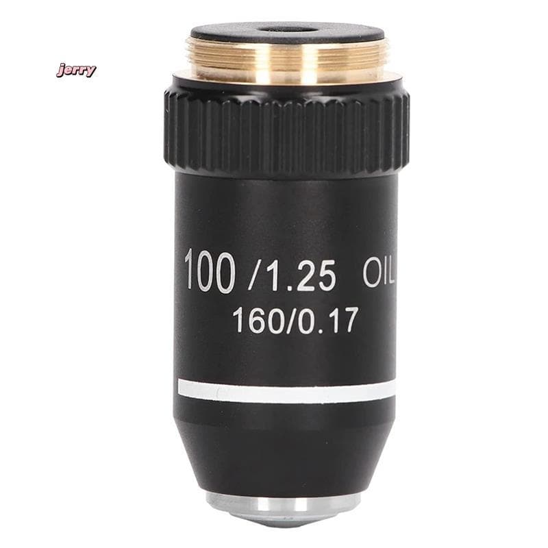 Lente De Microscópio Biológico 195 Objetiva Preta Acromática 100X Óleo Interface De Alta Potência
