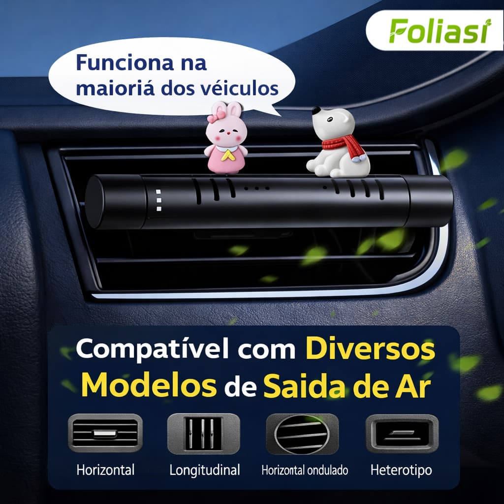 Aromatizador de Carro com Clipe para Ar Condicionado - Perfume, Aromaterapia e Purificação de Ar