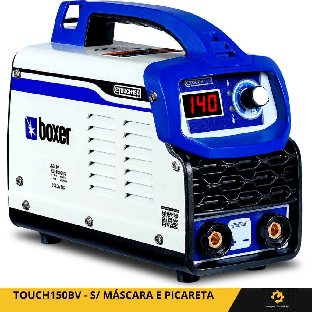 Máquina de Solda Inversora 150A Boxer Touch Bivolt MMA TIG Portátil Sem Máscara
