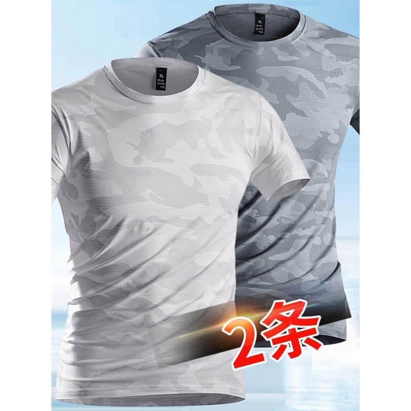 Roupas de Fitness de manga curta camuflada masculina roupas de secagem rápida esportes correndo camiseta apertada treina