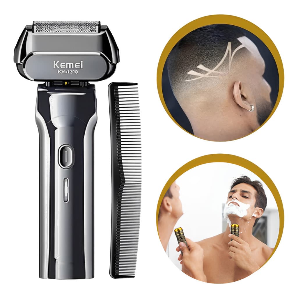 Barbeador Kemei KM-1310 Profissional Shaver Display LED Aparador de Pelos Bivolt USB