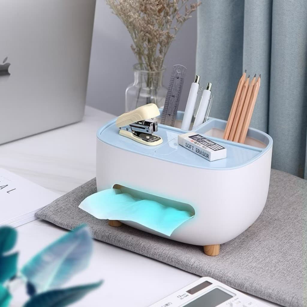 Caixa de Lenços Multifuncional para Mesa, Organizador de Acessórios
