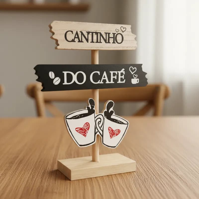Placa Suporte Decorativa " Cantinho do Café " 20cm em MDF para Cantinho do café