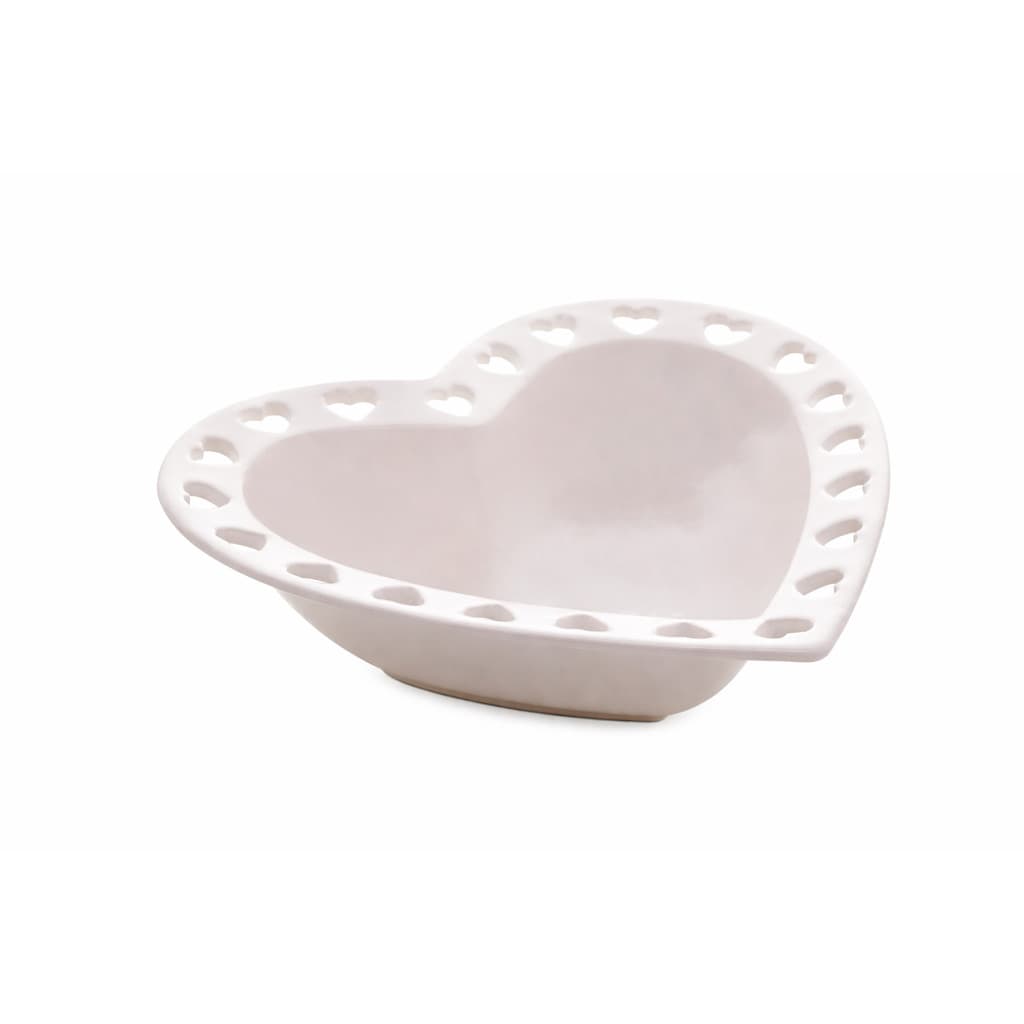 Bowl De Cerâmica Coração Branco 14cm - Lyor