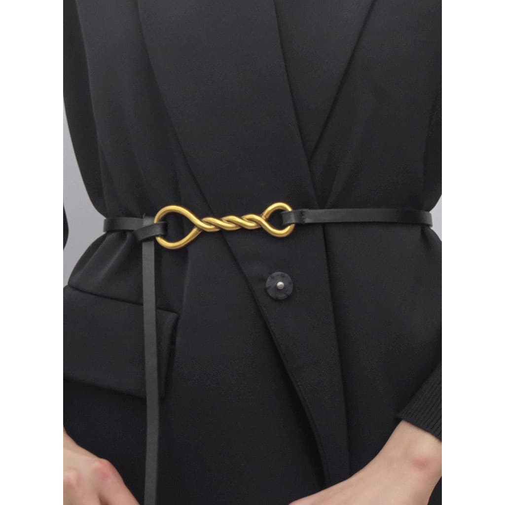 Casaco terno cinto feminino fino All-Match atado cinto decorativo moda preto combinando vestido camisola cintura estreit