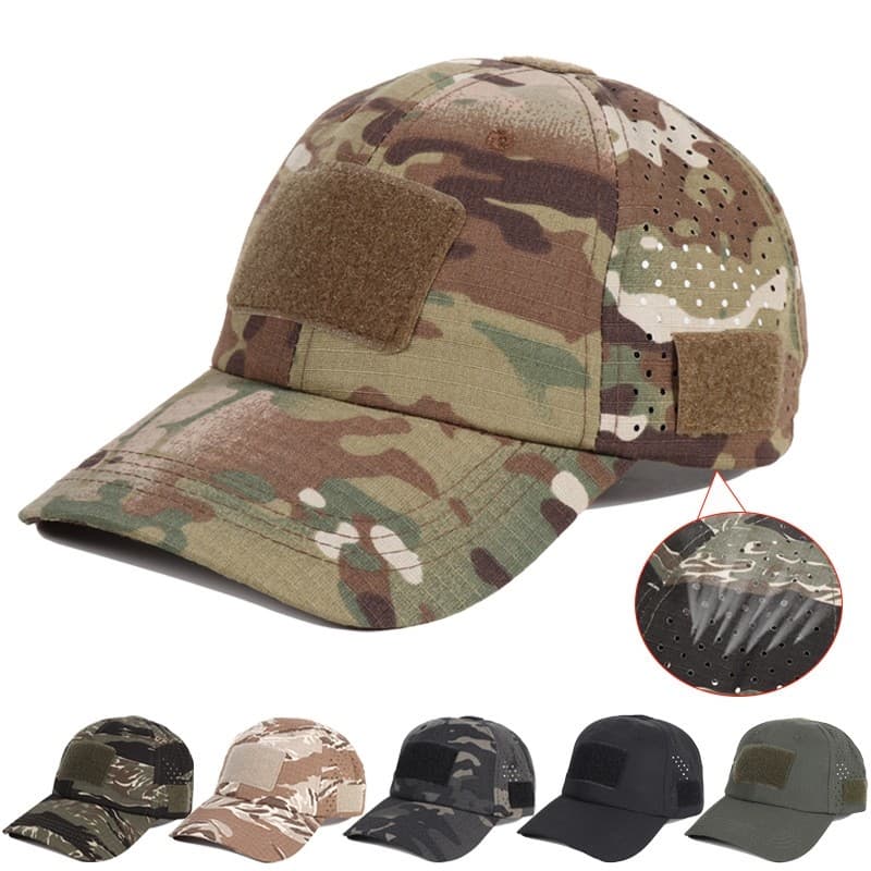 Boné tático ao ar livre masculino camuflagem boné de pico respirável chapéu de sol ventilador militar boné de beisebol p