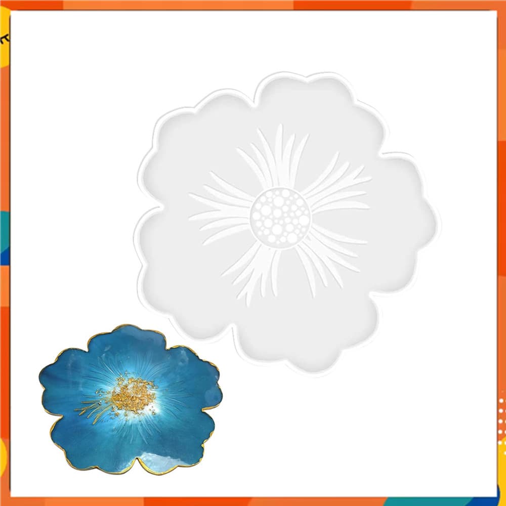 Forma de flor grande bandeja de resina molde de Silicone DIY flor cristal resina epóxi artesanato