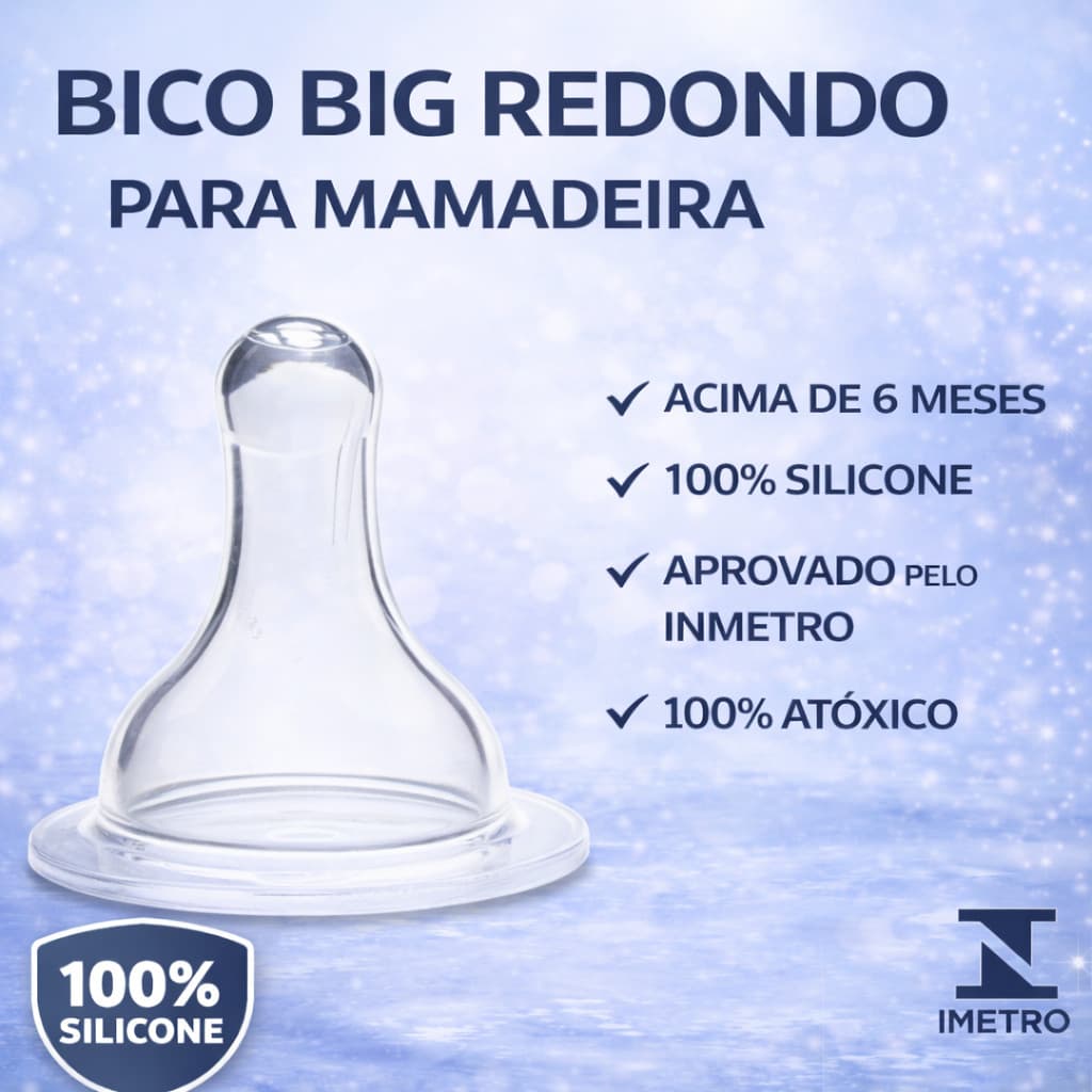 Bico Big Redondo Para Mamadeira 100% Silicone Para Bebês Livre de BPA Tetê