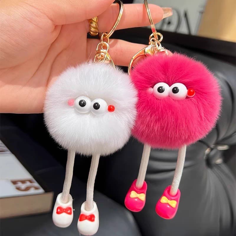 Chaveiro de pelúcia fofo em forma de coelho rex de pernas longas, pingente para carro, mochila, brinquedo, presente, dec