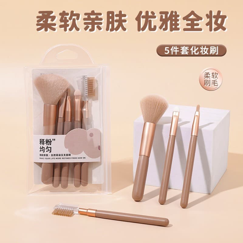 Conjunto de pincéis de maquiagem para manchas naturais, 5 peças, pincel de viagem, sombra, destaque, Blush, estudante, f
