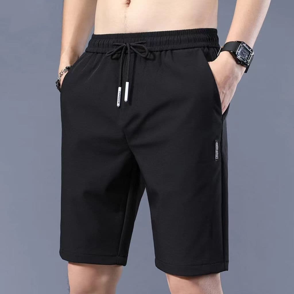 Verão gelo seda estiramento Shorts masculino calças esportivas finas de secagem rápida calças de cinco pontos soltas em