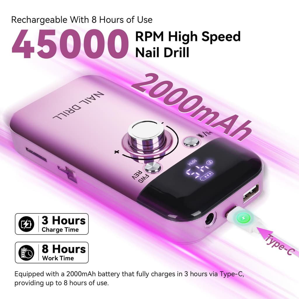 Máquina de Remoção de Esmalte em Gel Acrílico Portátil e Recarregável para Manicure e Pedicure, Ferramentas de bons