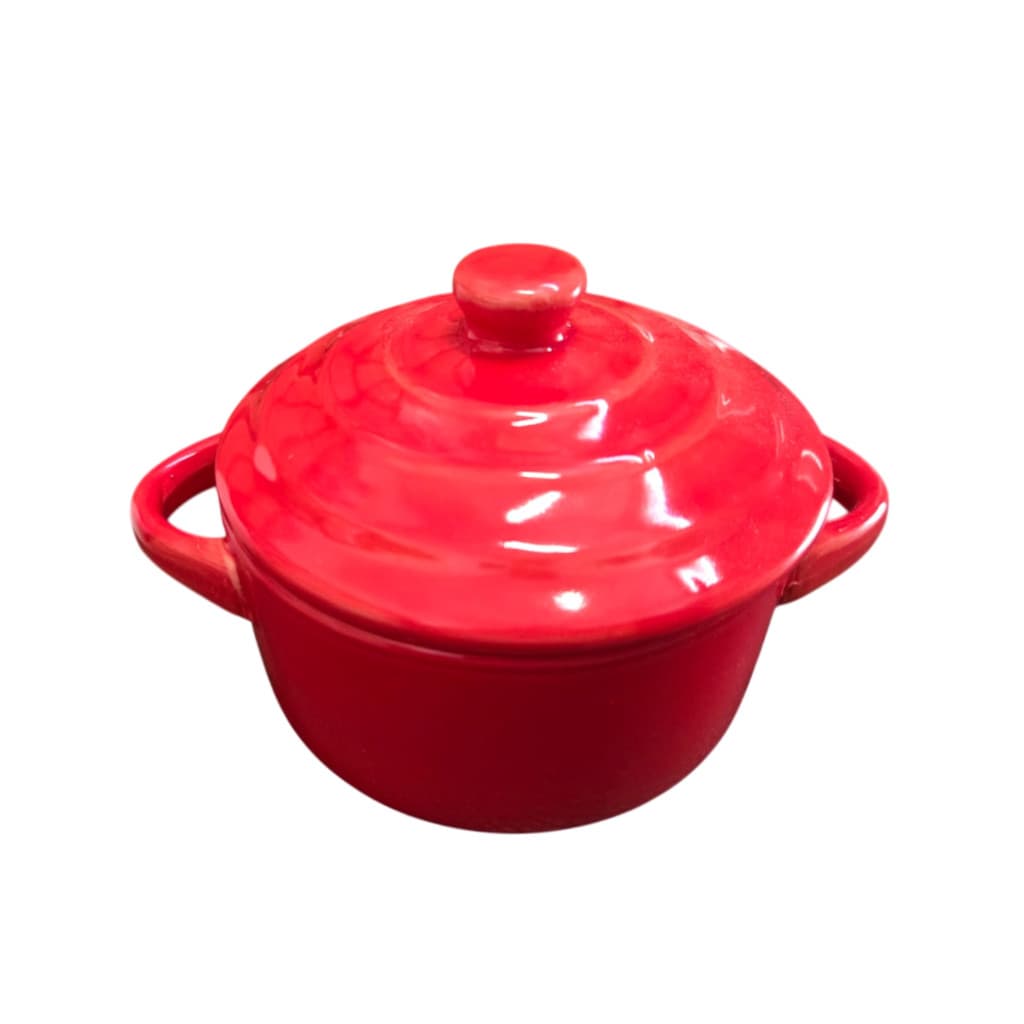 Mini Caçarola De Porcelana Farm Vermelha 14,5x9x11,5cm de Servir - Lyor