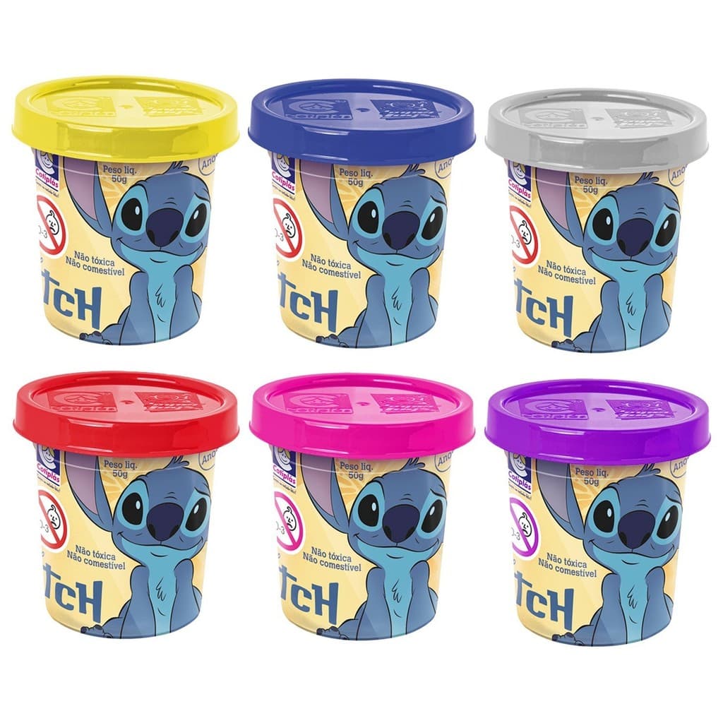 Massinhas De Modelar Stitch Disney Kit 6 Massas Divertidas 50g Infantil - Cotiplás