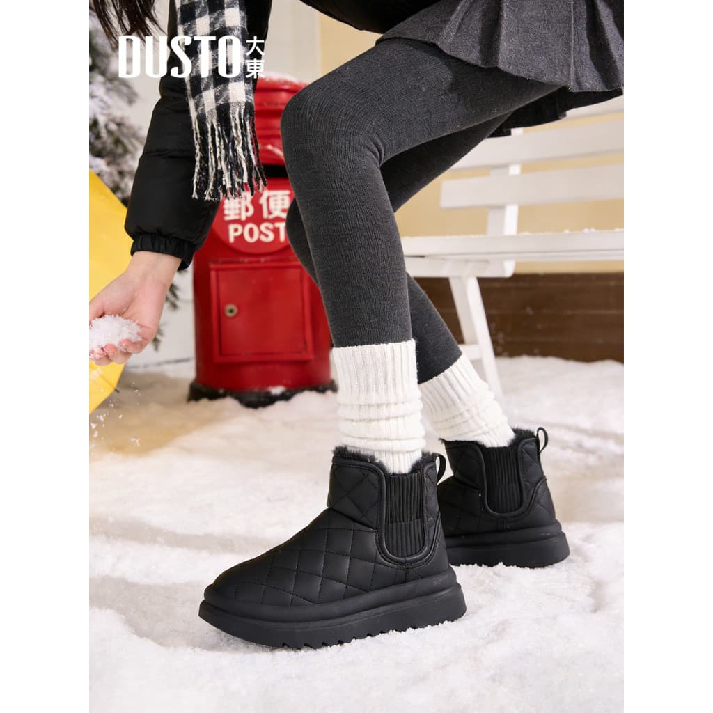 Dadong botas de neve de sola grossa feminina 2026 novo estilo sapatos de pão de inverno velo engrossado sapatos de algod