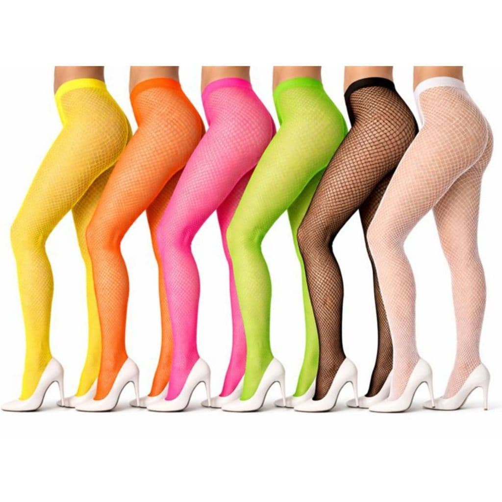 Meia Arrastão para Festa e Fantasia – Neon ou Cores Básicas