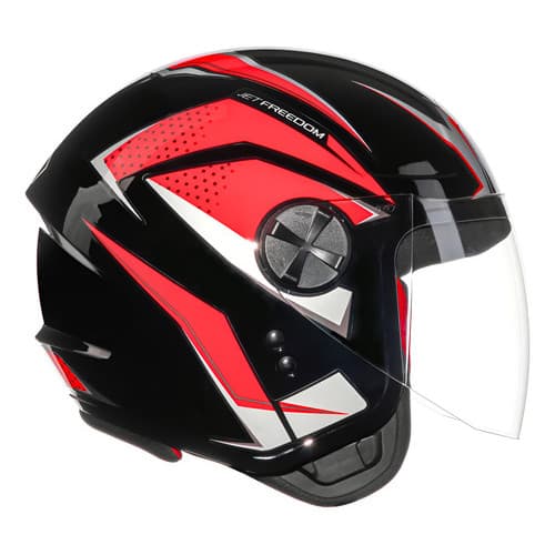 Capacete Moto Aberto Fly Jet Capacete Moto Aberto Feminino Preto/Vermelho HG FREEDOM 60