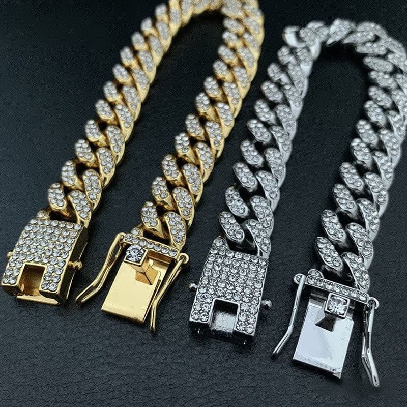 Pulseiras Masculinas Com Corrente Cubana Miami , Pedra Brilhante , Iced Out Pave UCCI