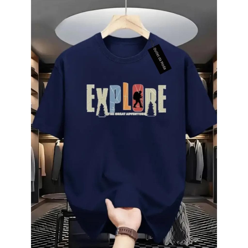 Camiseta Masculina estampada Explore viajante