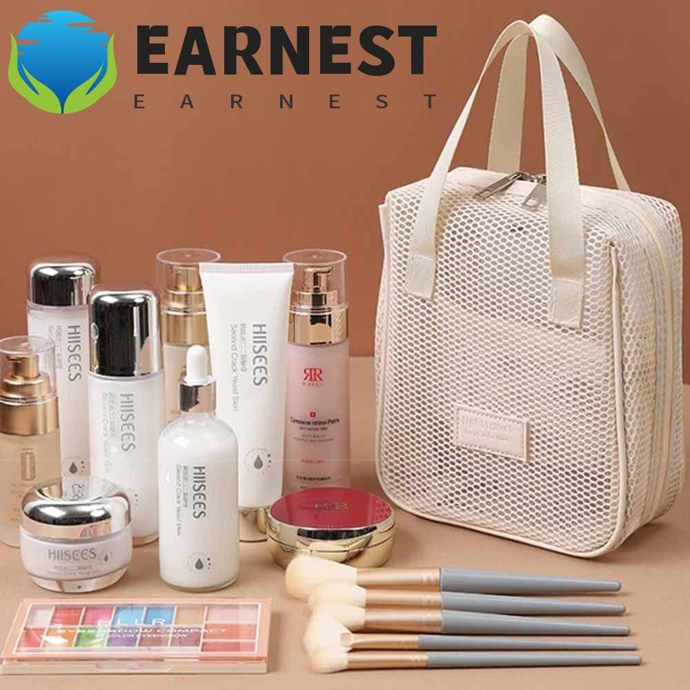 Bolsa Cosmética De Malha EARNEST , De Maquiagem Transparente De Cor Sólida Higiene Pessoal Com Zíper