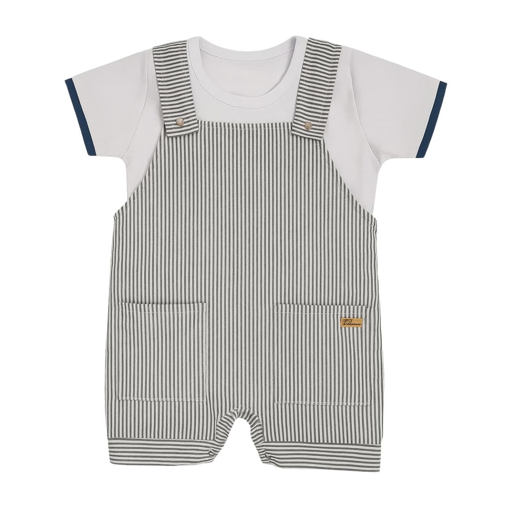 Jardineira Menino Infantil Amarelo e Azul Bebê