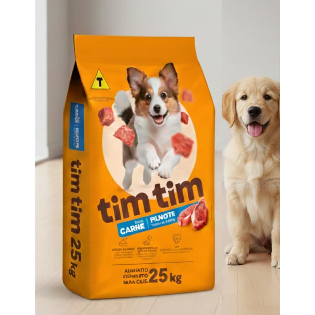 Ração Cachorro Filhote Todas as Raças 25kg Tim Tim Dog Carne