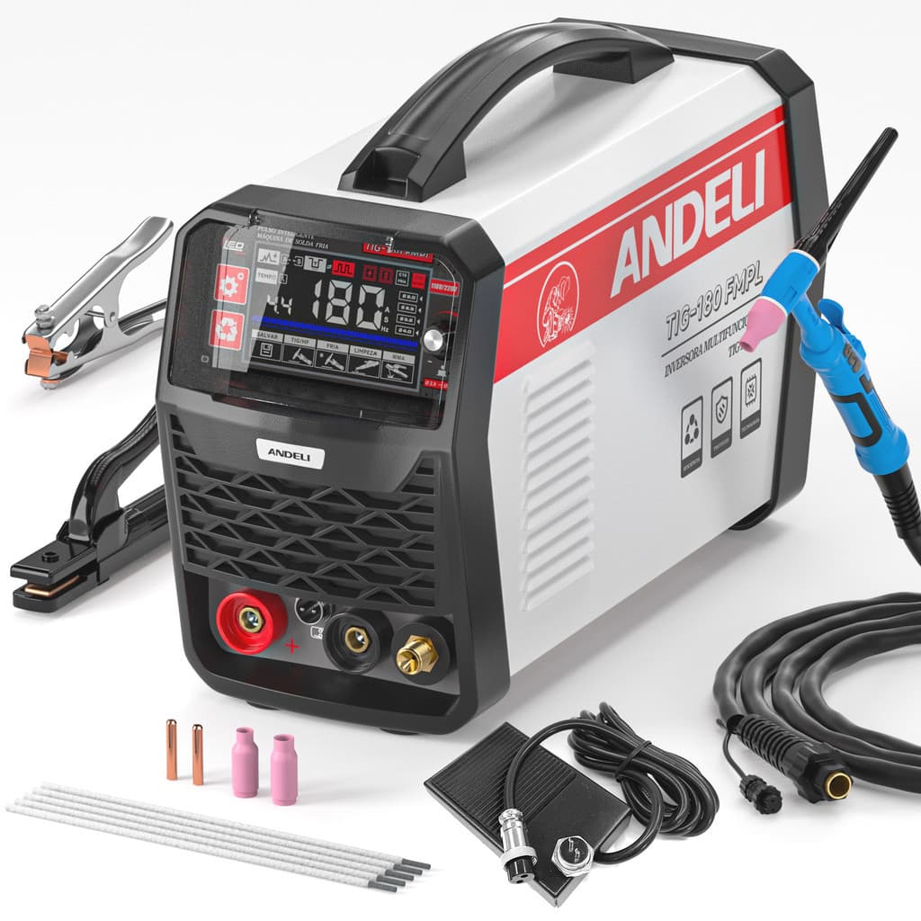 Máquina De Solda Tig/dc 180a TIG-180FMPL 110V/220V 5em1 LED TIG/HF/Pulso/Fria Mma Limpeza Titânio