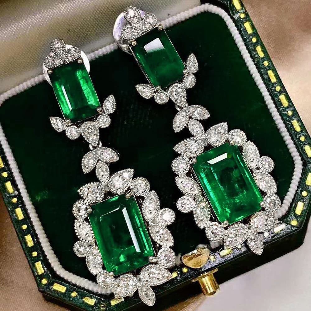 925 Prata Luxo Elegante Verde Zircônia Cúbica Balançar Brincos Para Mulheres Novo Item Acessórios De Noivado De Casament
