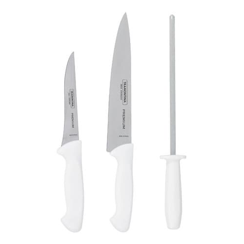 Kit 2 Facas + Amolador Premium Para Churrasco Tramontina