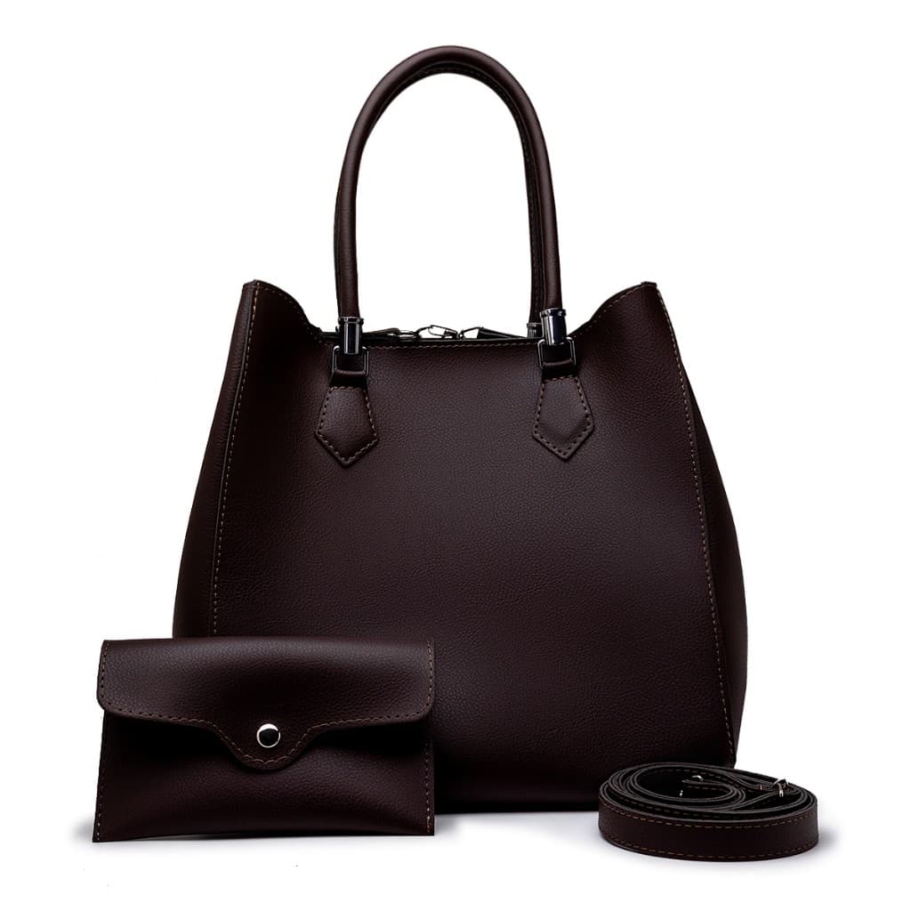 Bolsa Feminina Saco Alças Transversal Couro Sintético Ombro Premium Moderna Alça Ajustável Marrom