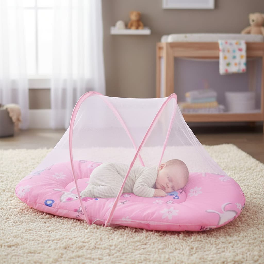 Caminha Bebê Conforto Tela Anti Mosquito Berço Portátil 93cm