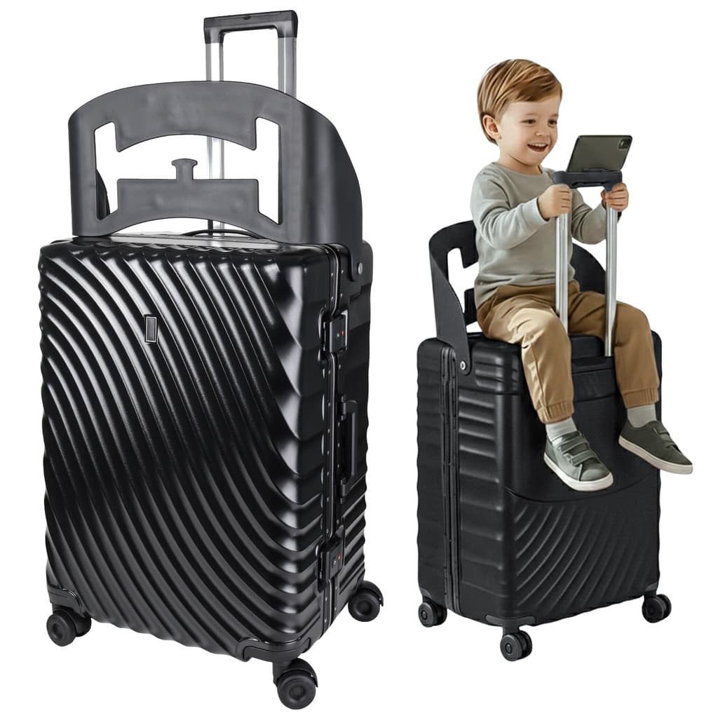 Mala Viagem Grande Assento Infantil ABS Giro 360° de 23 a 32kg - Preto - Alira Home