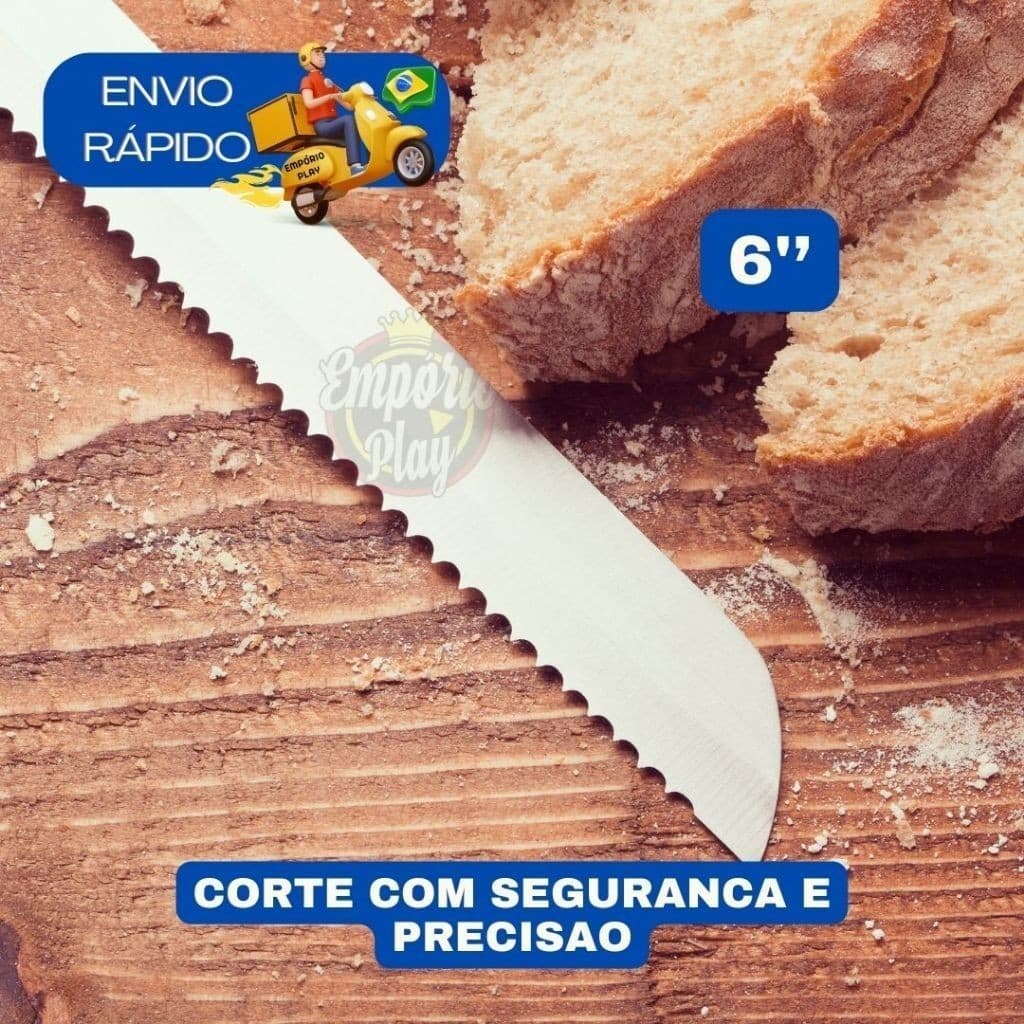 Facas de Pão Bolo Torta Grande Cucas Serra Serrilha Aço Inox Cabo 32,8cm e 27.5cm PROMOÇÃO