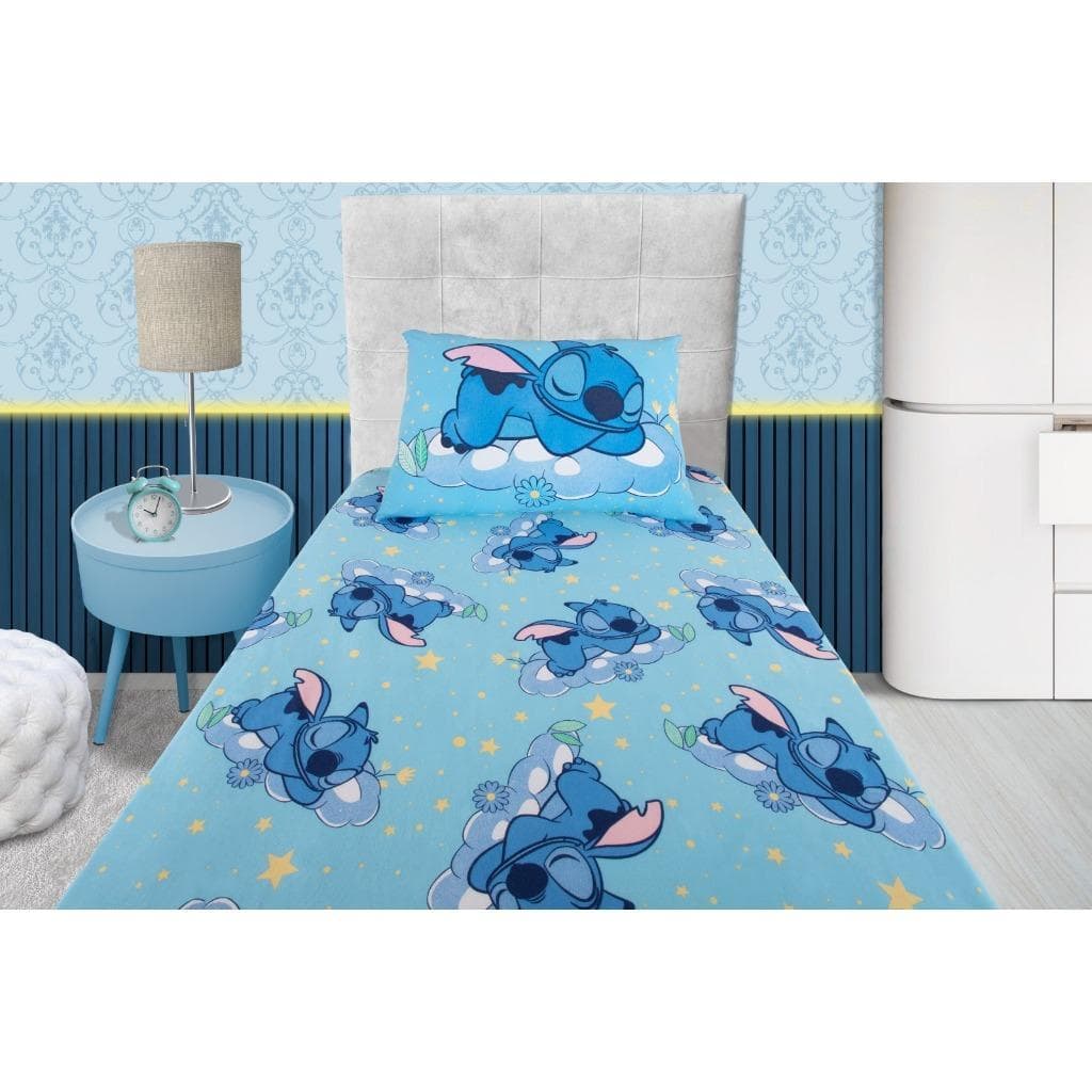 Jogo de Cama Lençol Solteiro Infantil Stitch Criança – Malha Estampada