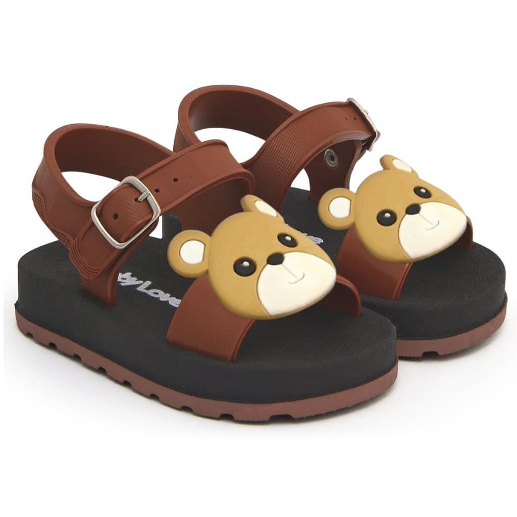 Sandália Bebê Menino Com Fivela Urso Confortável Leve