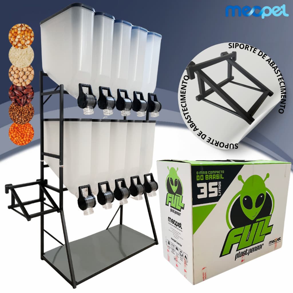 Porta Ração Expositor Dispenser Armazenador 10 Módulos 35L