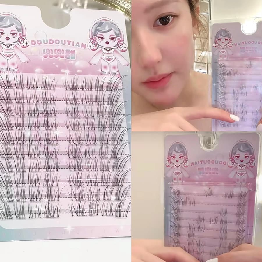 Zhao Lusi Mesmo Estilo Bolso Cílios Postiços Simulação Natural Respiração Transparente Sensação Diagonal Voando Cílios S